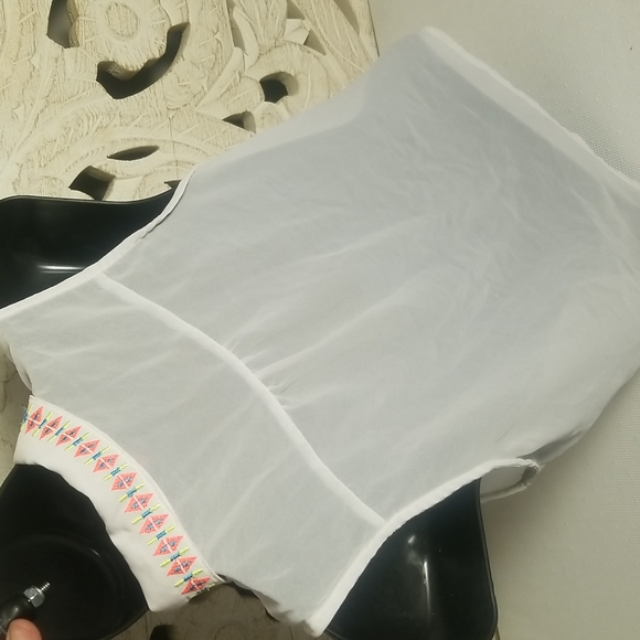 🖤4 for $25 Bongo Size Small Neon Aztec Collar Sheer White Button Down Top - Picture 9 of 17